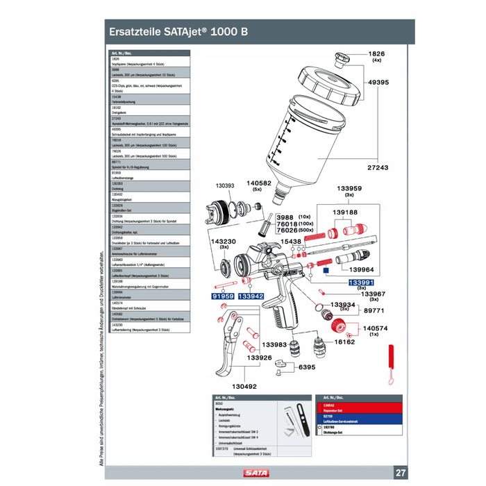 SATAjet 1000 B RP Düse 0.8 mit 0.6 l QCC / oh. Drehgelenk