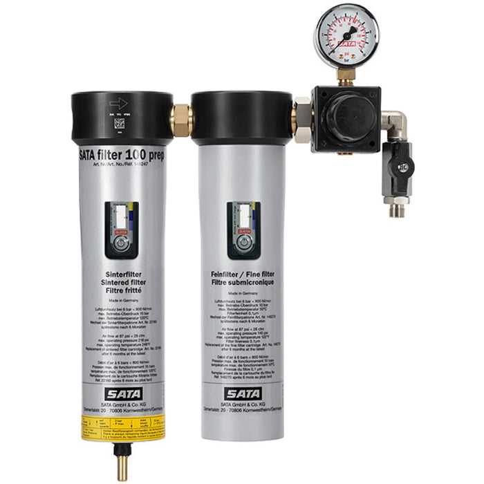 SATA filter 100 2-stufig, Druckregler, Abgangshahn 1/4" AG