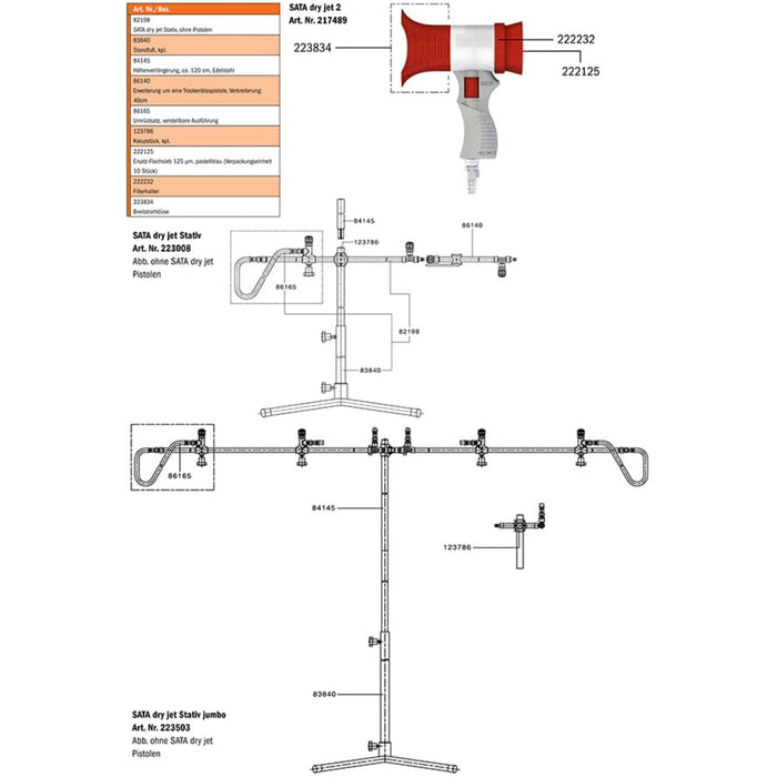SATA DryJet 2, Trockenblaspistole rot inkl EU Nippel