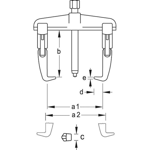 GEDORE Abzieher-Set mit 3 Haken, mit Hakenbremse 140x100 mm - BIV