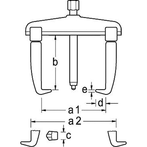 GEDORE Universal-Abzieher 3-armig, Ganzstahlhaken, Hakenbremse 90x100 mm - BIV