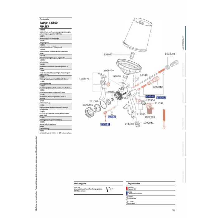 SATA PHASER X5500 B RP 1.2-i & RPS ohne Drehgelenk