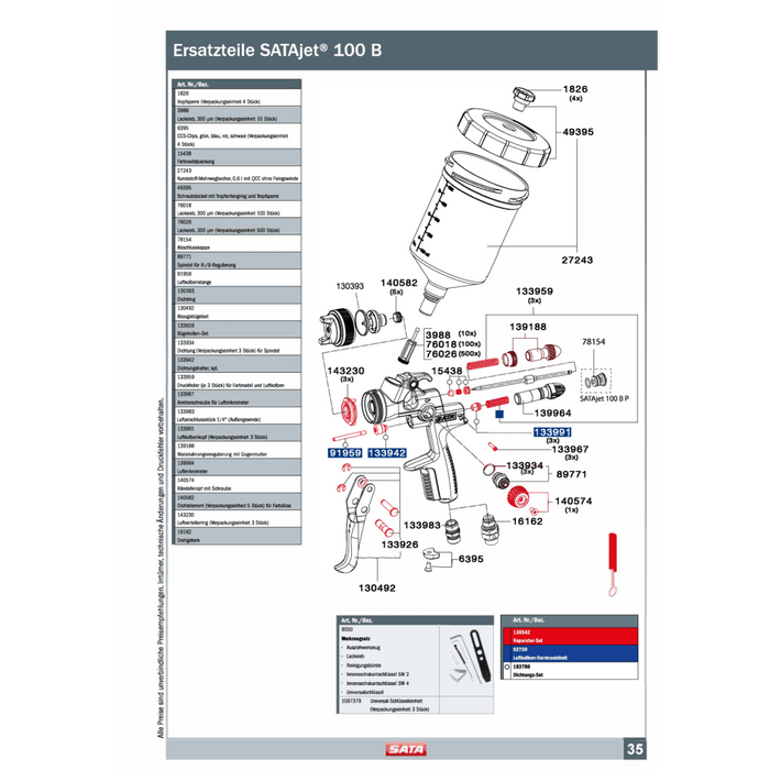 SATAjet 100 B Düse P m. 0.6 lt. QCC Kunststoff-Mehrwegbecher